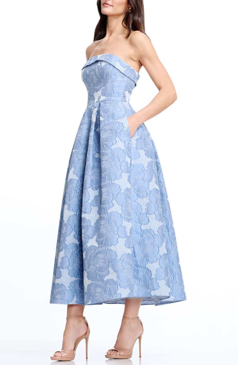 Dress the Population Mika Strapless A-Line Dress, Alternate, color, Sky Multi