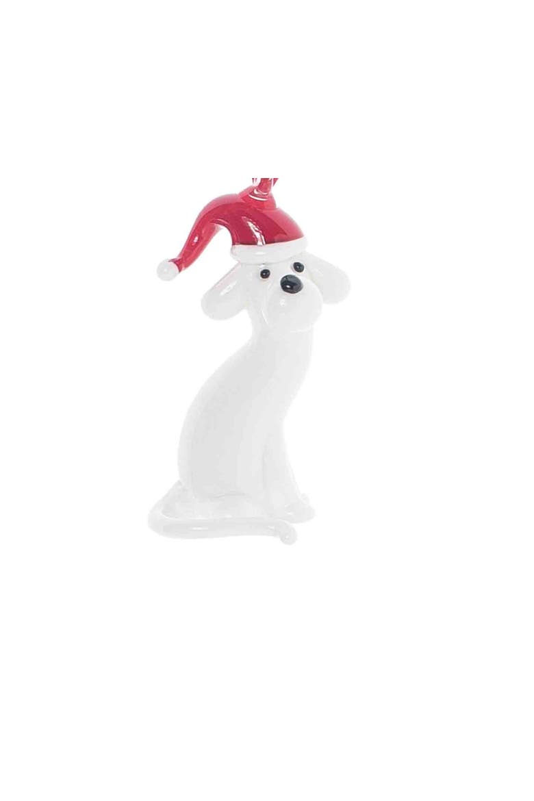 Glass White Dog Ornament, Alternate, color, Red