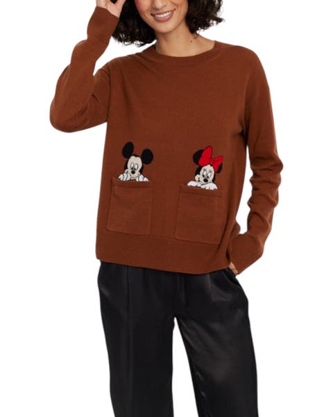 Wool-Cashmere Mickey & Minnie Peek Pocket Sweater