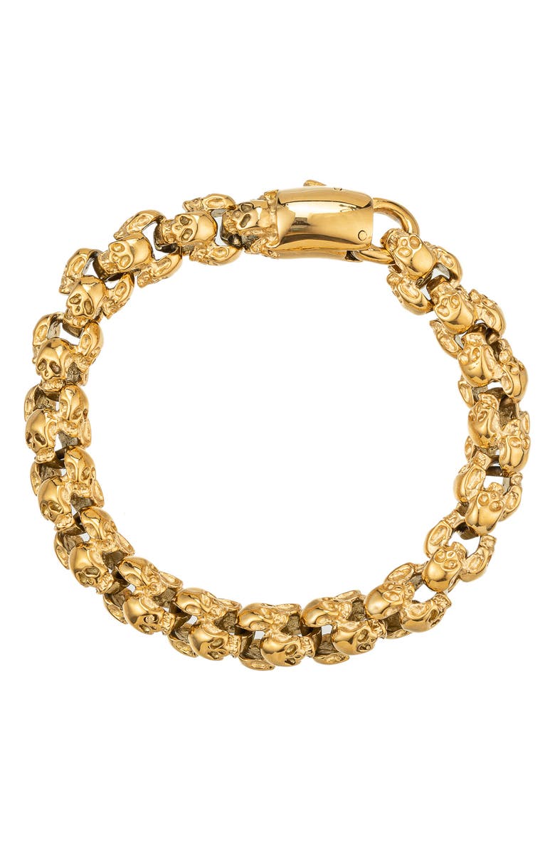 EYE CANDY LOS ANGELES Men's Laim Skull Chain Bracelet, Alternate, color, Gold