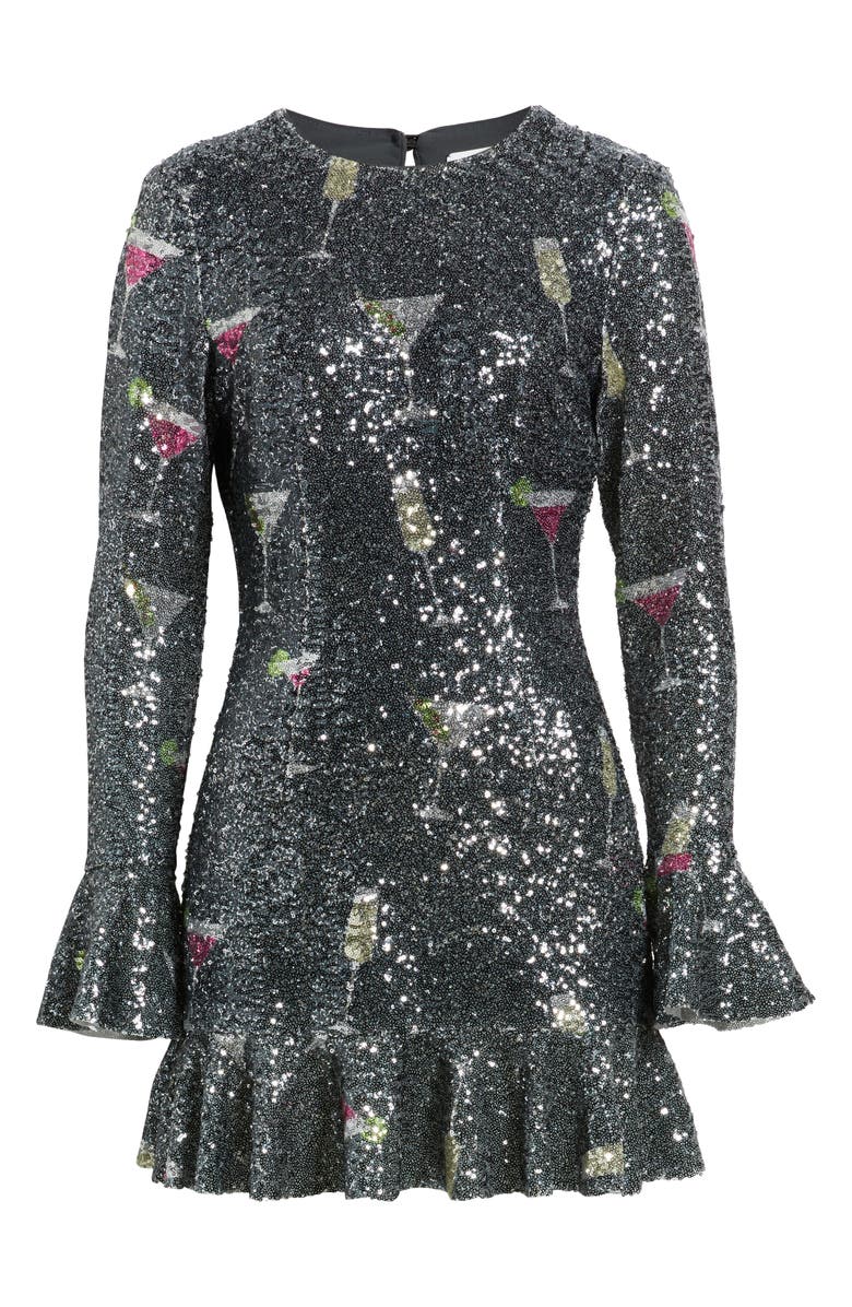 Saylor Brioni Sequin Long Sleeve Minidress, Alternate, color, Black Multi