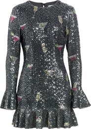 Saylor Brioni Sequin Long Sleeve Minidress