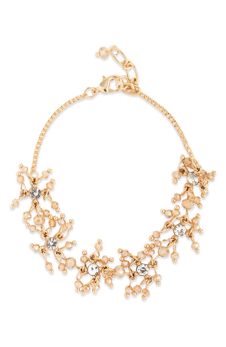 SAACHI Crystal Beaded Cluster Bracelet, Main, color, Gold