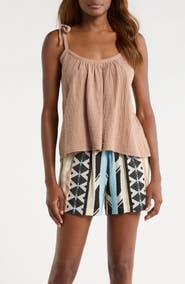 Elan Tie Strap Cotton Gauze Cover-Up Top