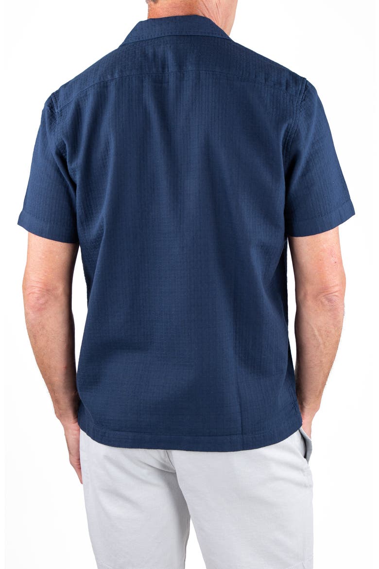 Cotton Dobby Cabana Shirt, Alternate, color, NAVY BLAZER