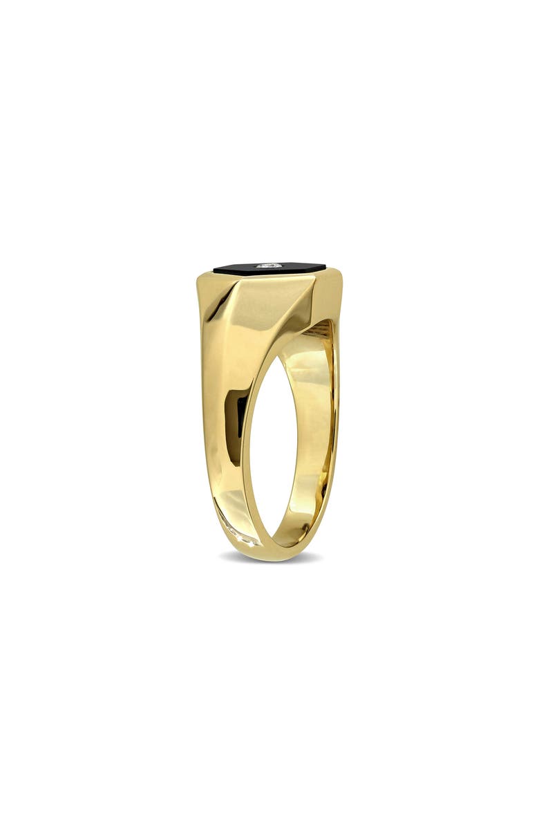 DELMAR Onyx & Diamond Signet Ring, Alternate, color, Black