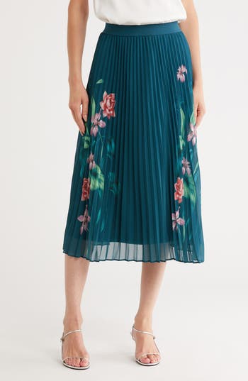 Dr2 By Daniel Rainn Pleated Floral Skirt