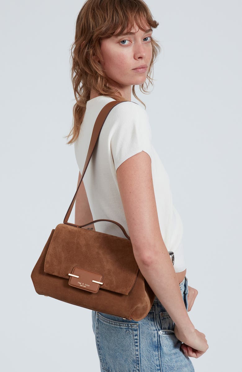 rag & bone Realm Suede Top Handle Bag, Alternate, color, Golden Brown