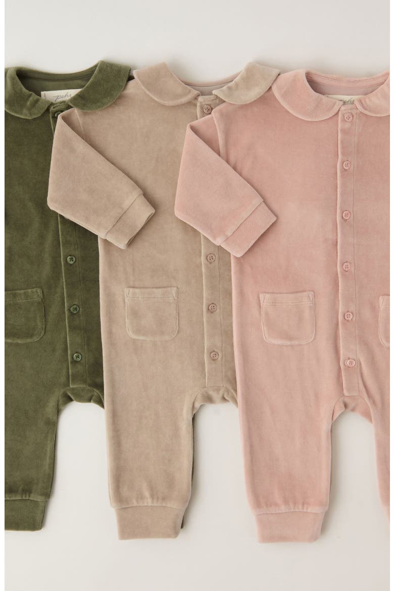 Kids' Velour Placket Romper, Alternate, color, RABBIT