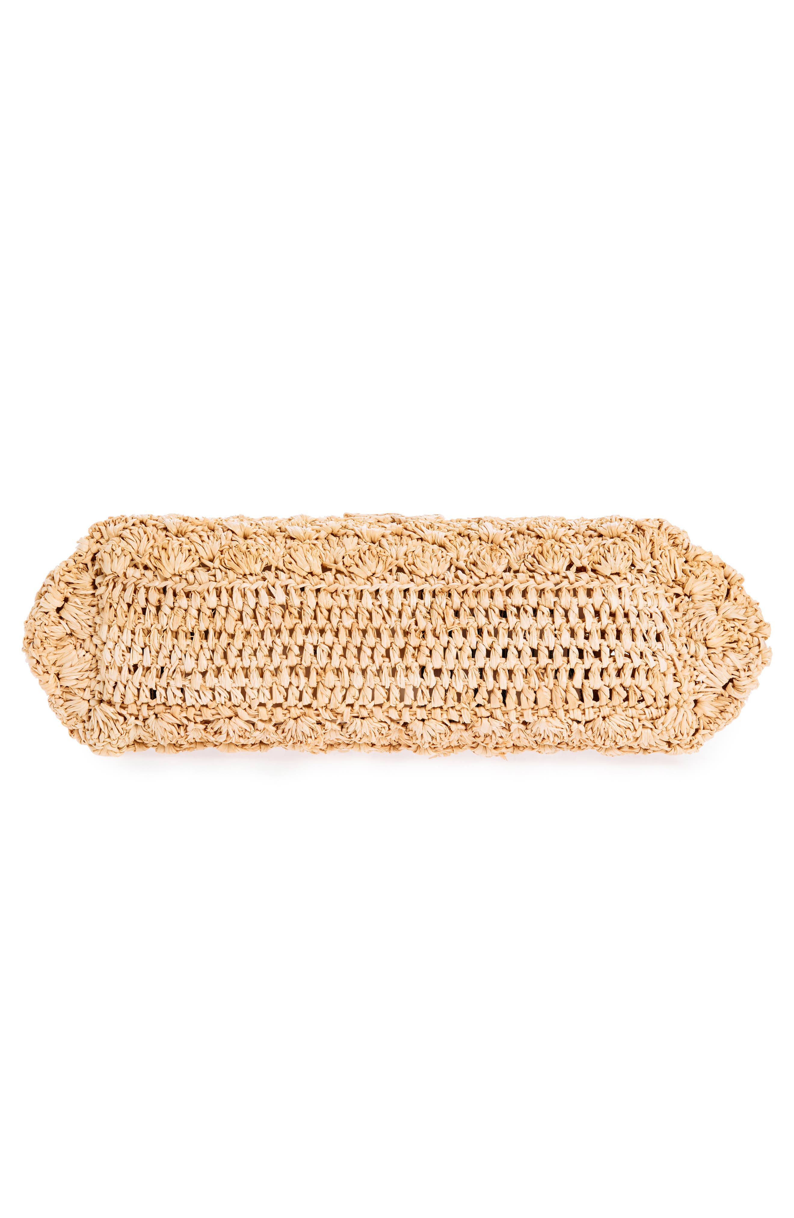 Anya Hindmarch Large Maud Bow Crochet Raffia Clutch, Alternate, color, 