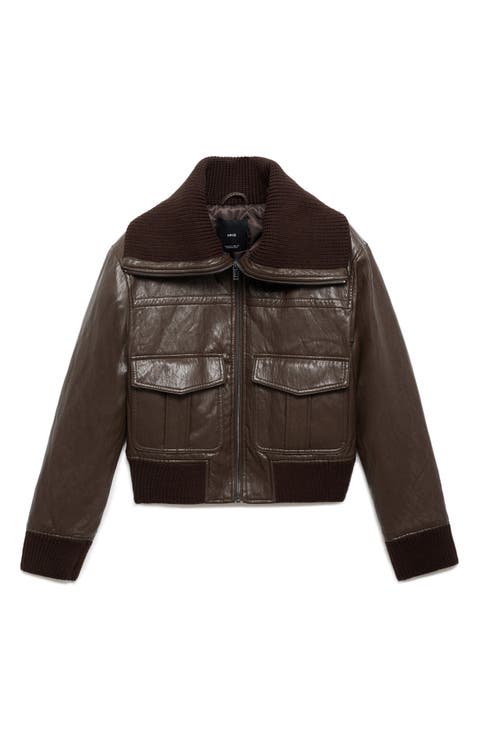 Crop Faux Leather Jacket