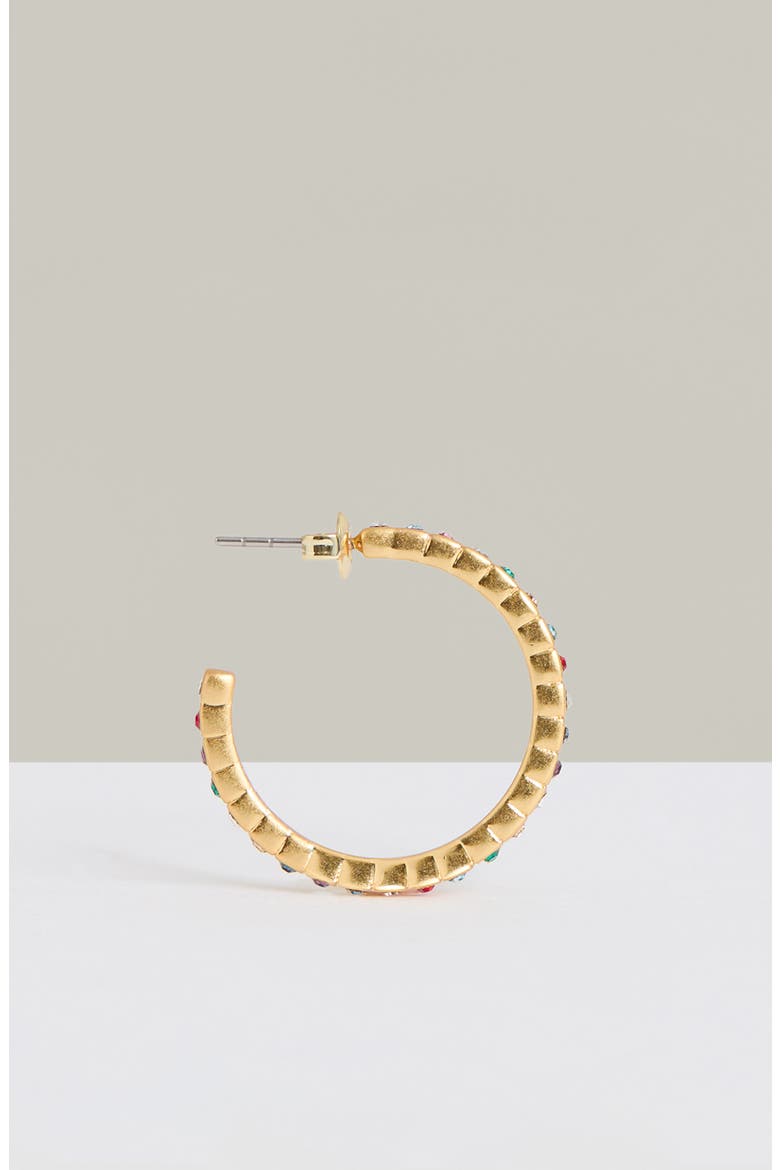 Sade Crystal Hoop Earrings, Alternate, color, GOLD TONE/ MULTI CRYSTAL