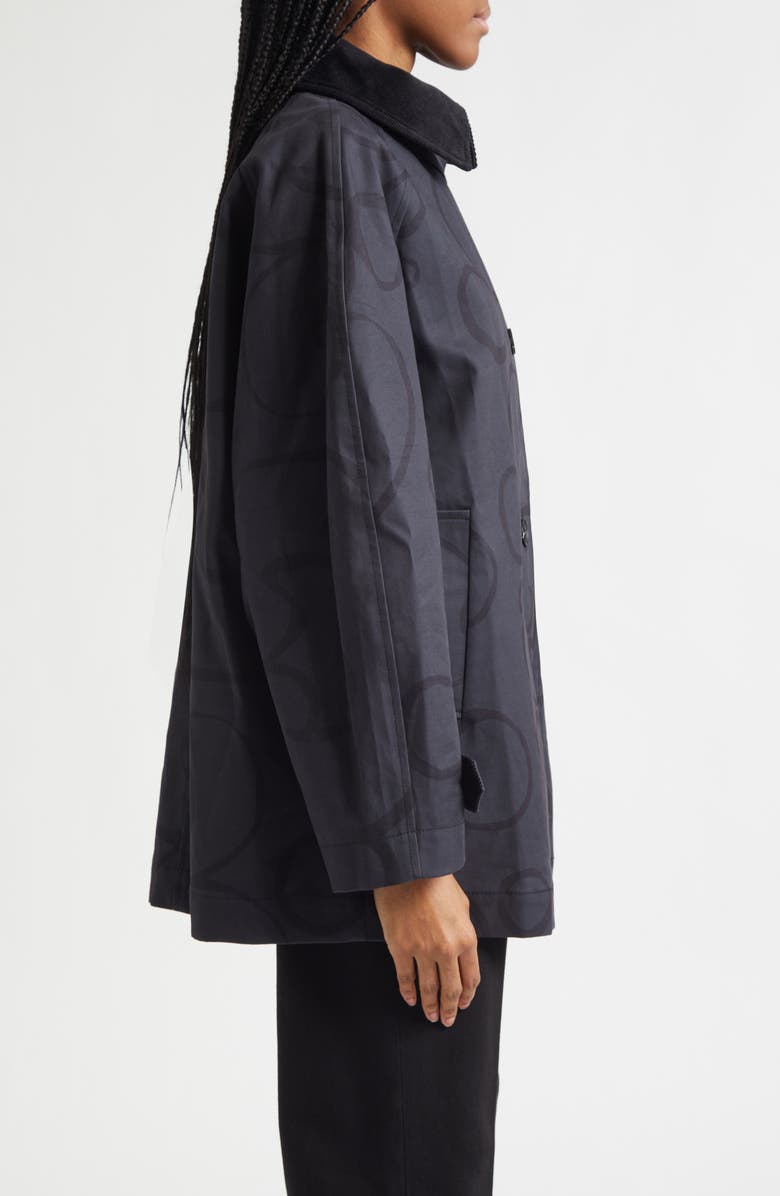 Marimekko Essee Keidas Water Resistant Floral Cotton Coat, Alternate, color, Black