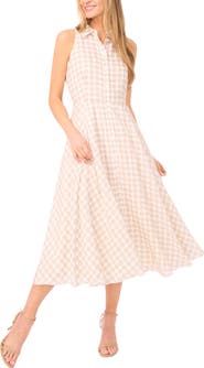 Ted Baker Demeter Medallion Print Sleeveless Linen Midi Shirtdress