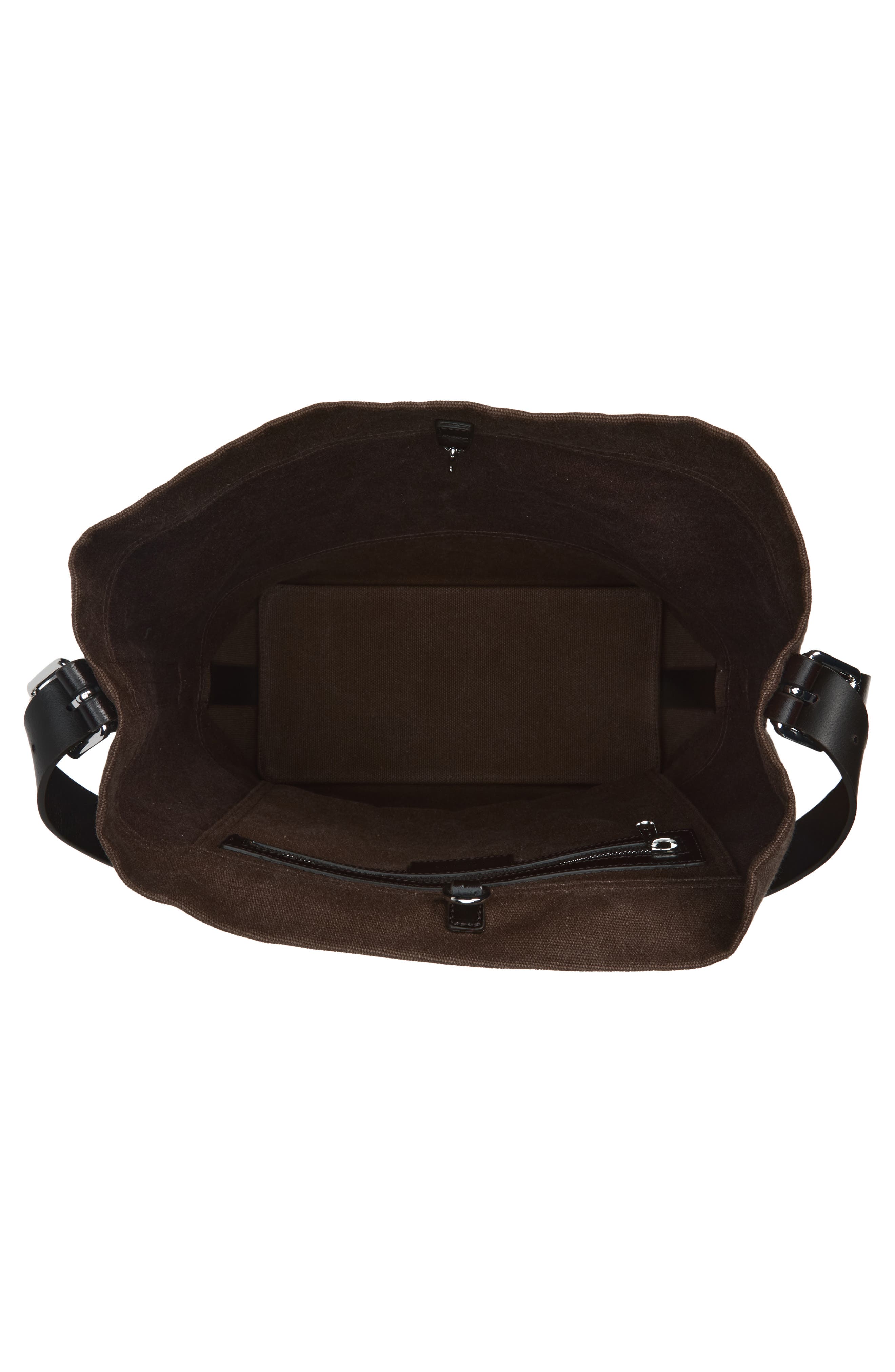 Belted Canvas Tote Bag, Alternate, color, DARK CHOCOLATE