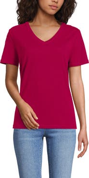 Lands' End Short Sleeve Linen Blend V-Neck Tee