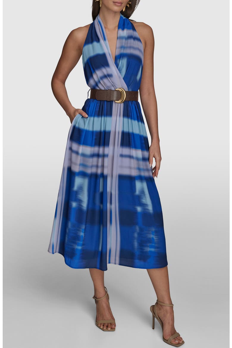 Tie Dye Print Sleeveless Midi Dress, Main, color, BLUEBERRY MULTI