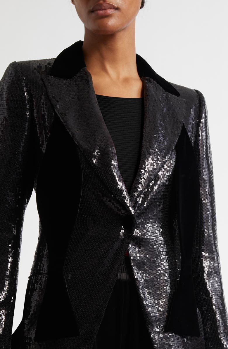 Emporio Armani Sequin Longline Blazer, Alternate, color, 