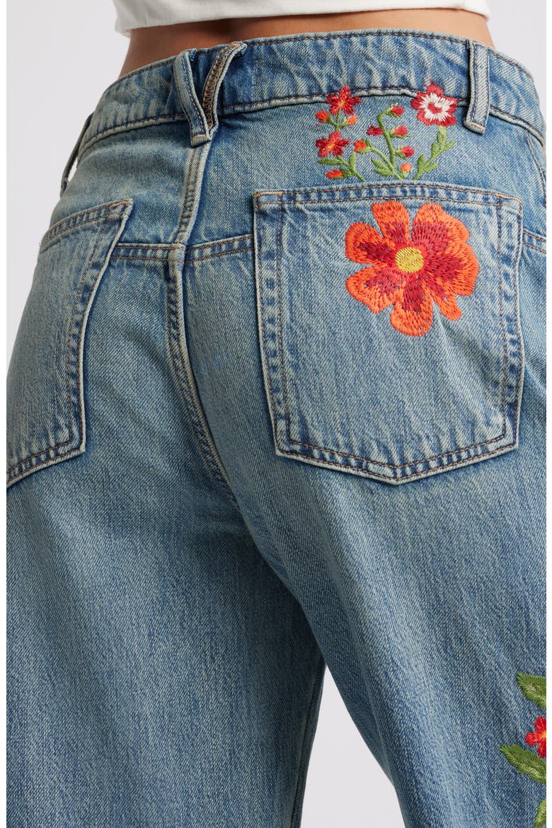 Deep Trance Floral Embroidered Nonstretch Wide Leg Jeans, Alternate, color, RETROGRADE