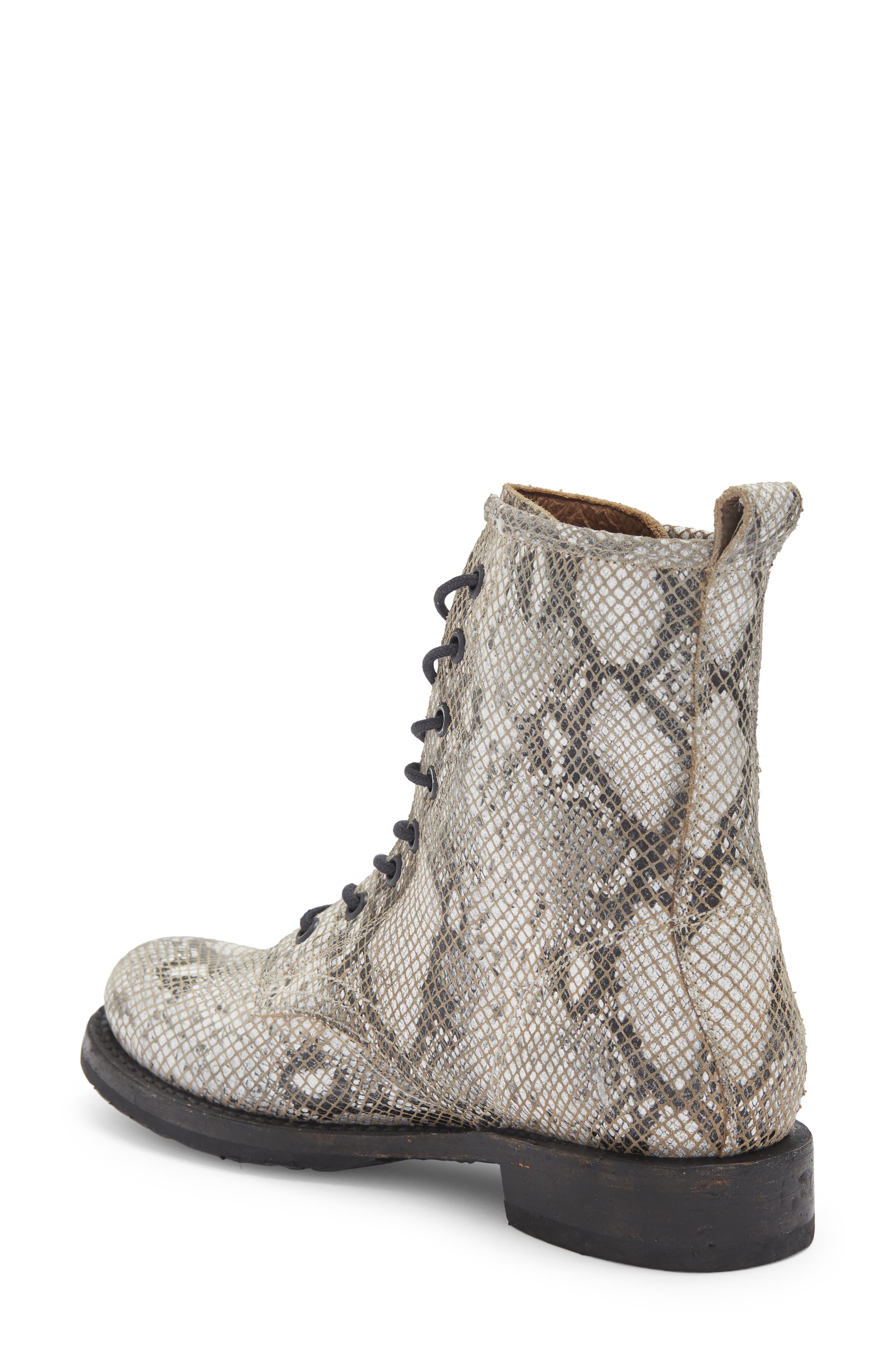Frye Veronica Snakeskin Print Combat Boot, Alternate, color, 