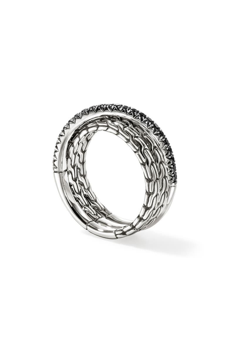 JH Essential Pavé Crossover Ring, Sterling Silver, Gemstones, Alternate, color, SILVER/ BLACK SAPPHIRE