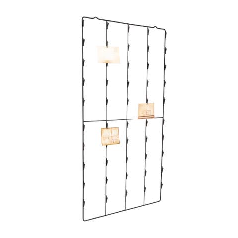 Vintage Reproduction Metal Photo or Card Holder with 3 Postcards and 50 Clips, Black