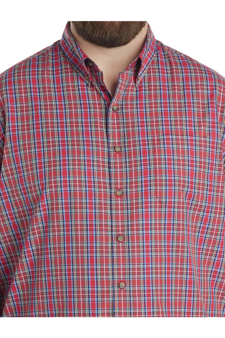 Big & Tall Easy-Care Small Plaid Sport Shirt, Alternate, color, RED