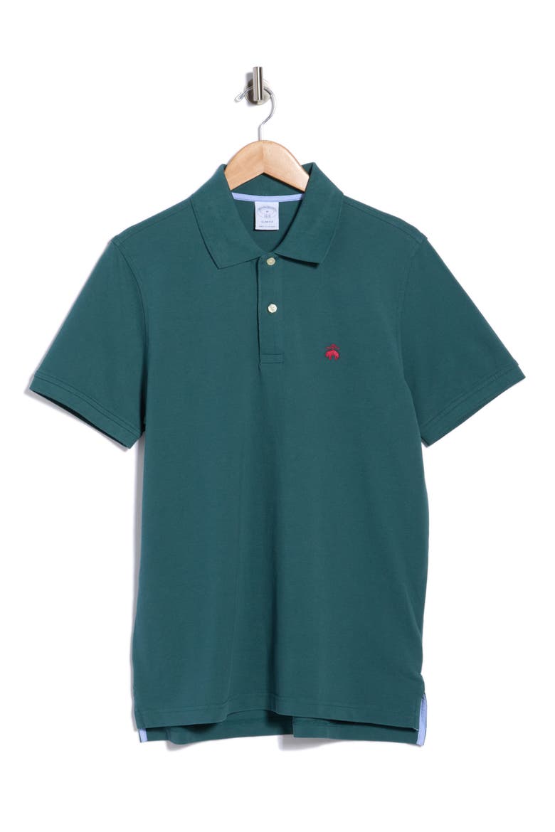 Slim Fit Cotton Pique Polo, Main, color, MEDITERRANEA