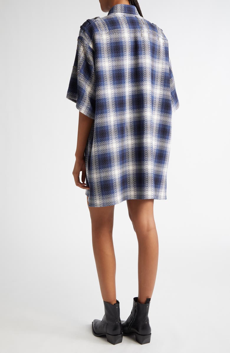 Golden Goose Embroidered Plaid Oversize Short Sleeve Button-Up Shirt, Alternate, color,