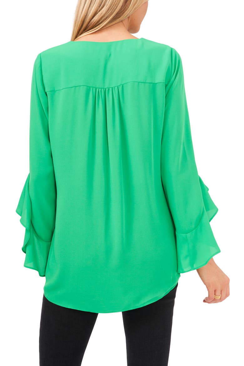 Flutter Sleeve Tunic, Alternate, color, VIVID GREEN
