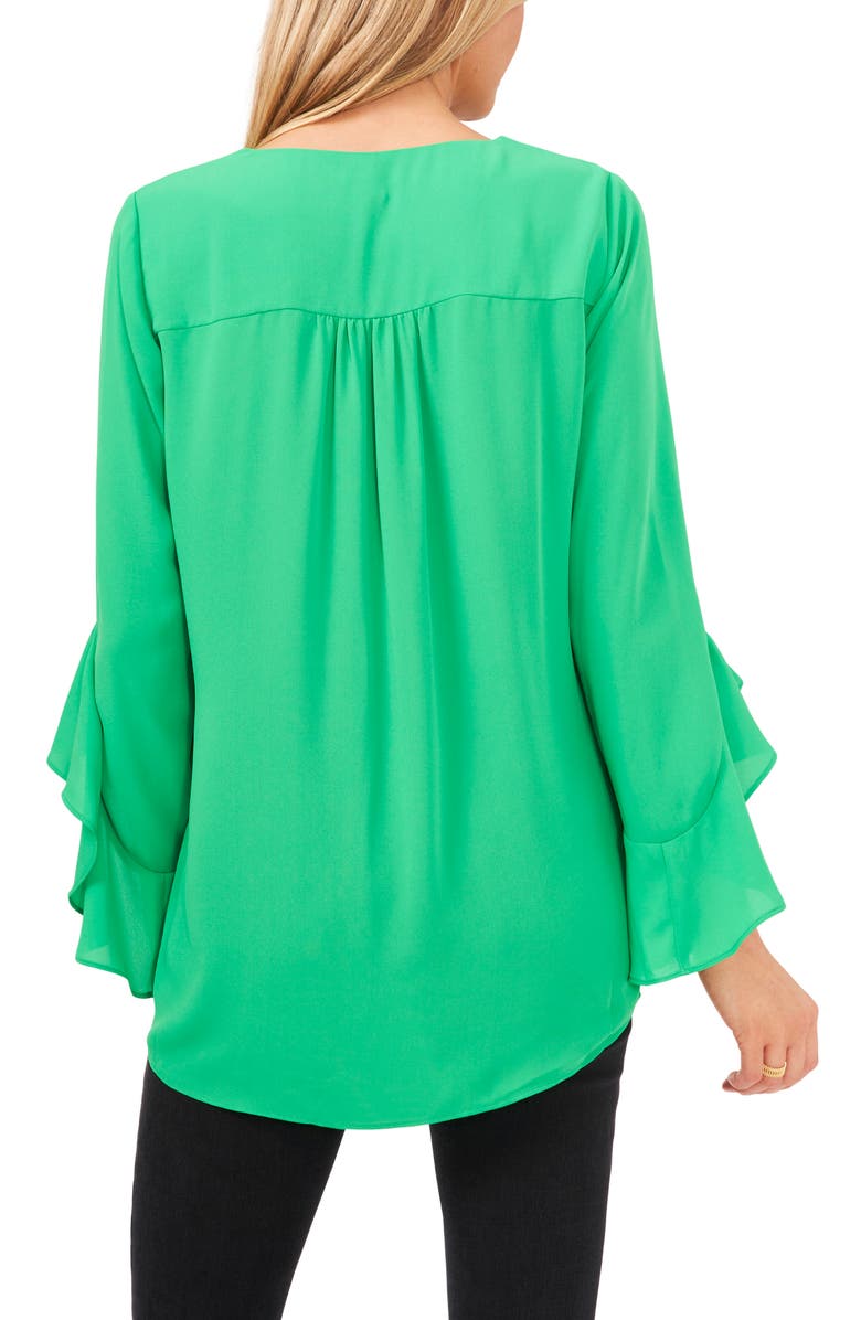 Vince Camuto Flutter Sleeve Tunic, Alternate, color, Vivid Green
