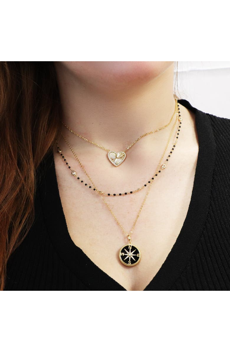 The Lovery Fine Jewelry Black Bead CZ Chain Necklace, Alternate, color, Black