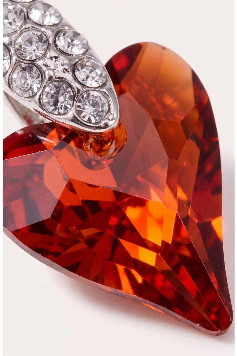 Dangle Crystal Heart Earrings, Alternate, color, Red