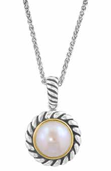 EFFY Freshwater Pearl Two-Tone Pendant Necklace