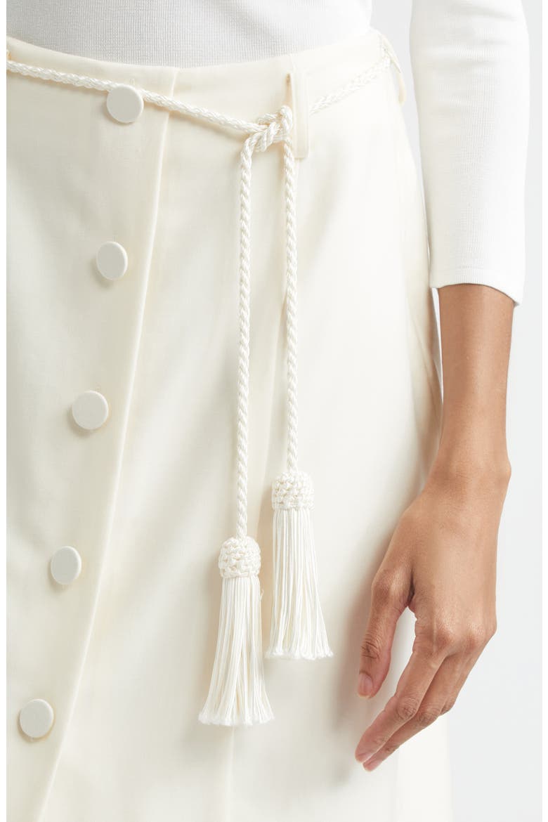 Elspeth Button Front Belted Wool Midi Skirt, Alternate, color, CREAM