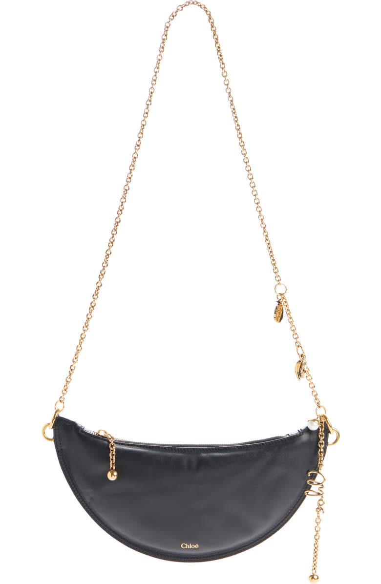 Chloé Mini Icons Leather Half Moon Crossbody Bag, Alternate, color, Black