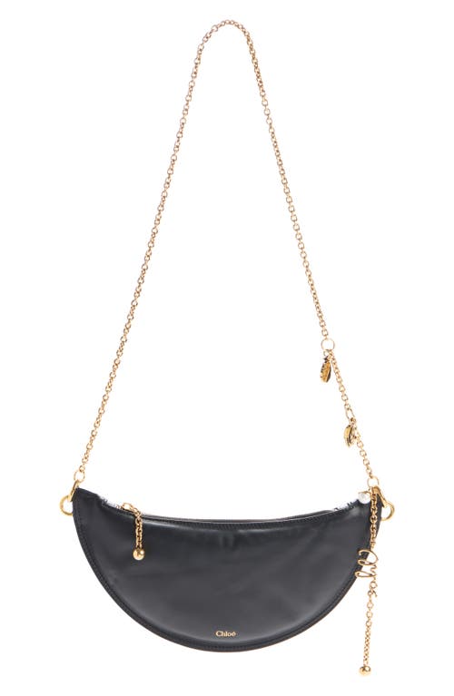 Chloé Mini Icons Leather Half Moon Crossbody Bag In Black