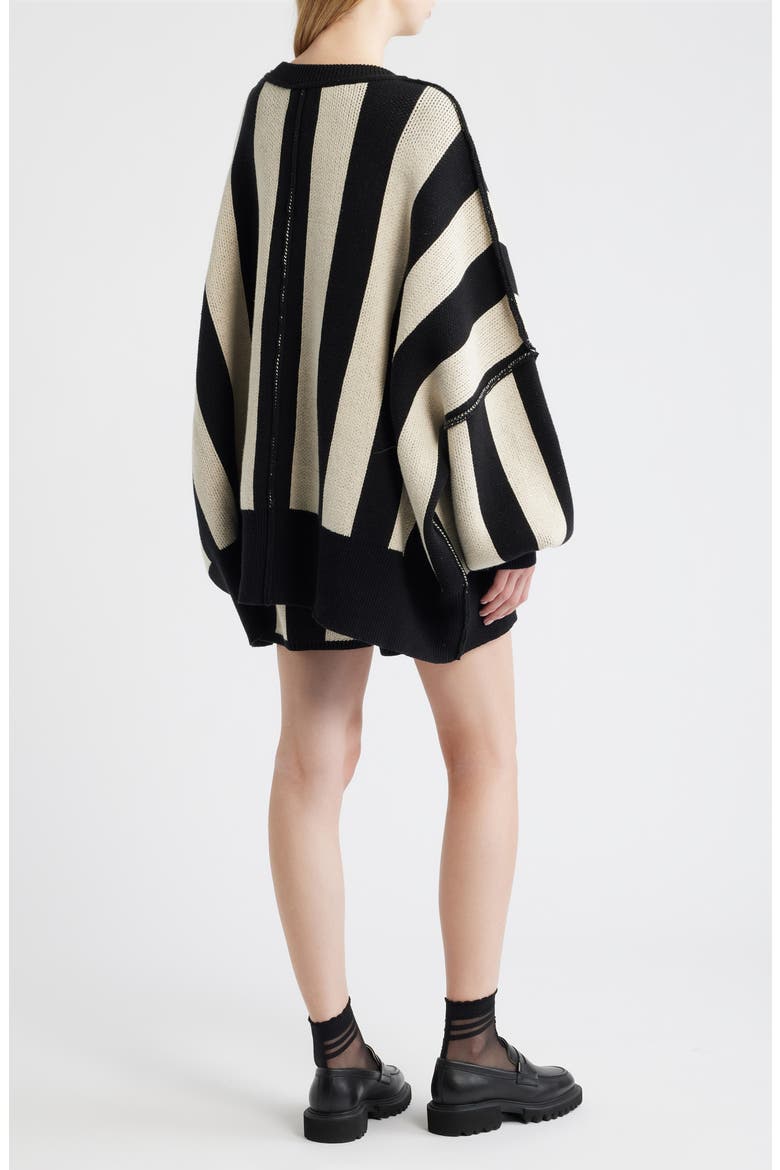 Start A Revolution Stripe Sweater & Shorts, Alternate, color, BLACK/ IVORY STRIPES