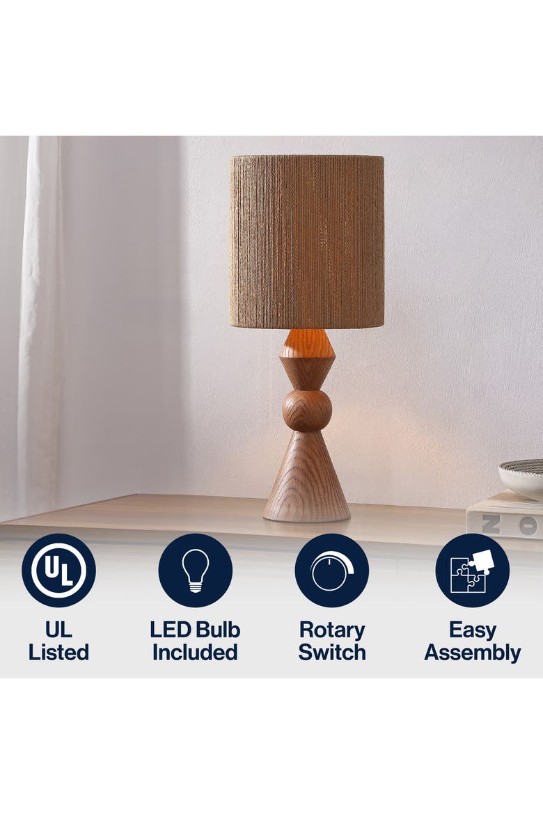 Orbic Taper Cottage Resin/Metal LED Table Lamp with Paper Rope Shade, Alternate, color, Brown Wood Finish