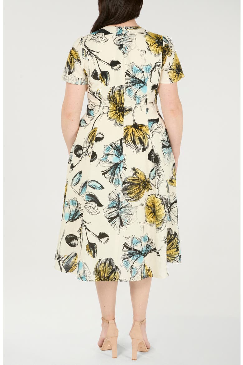 Vanessa Floral Empire Waist Dress, Alternate, color, OYSTER COVE