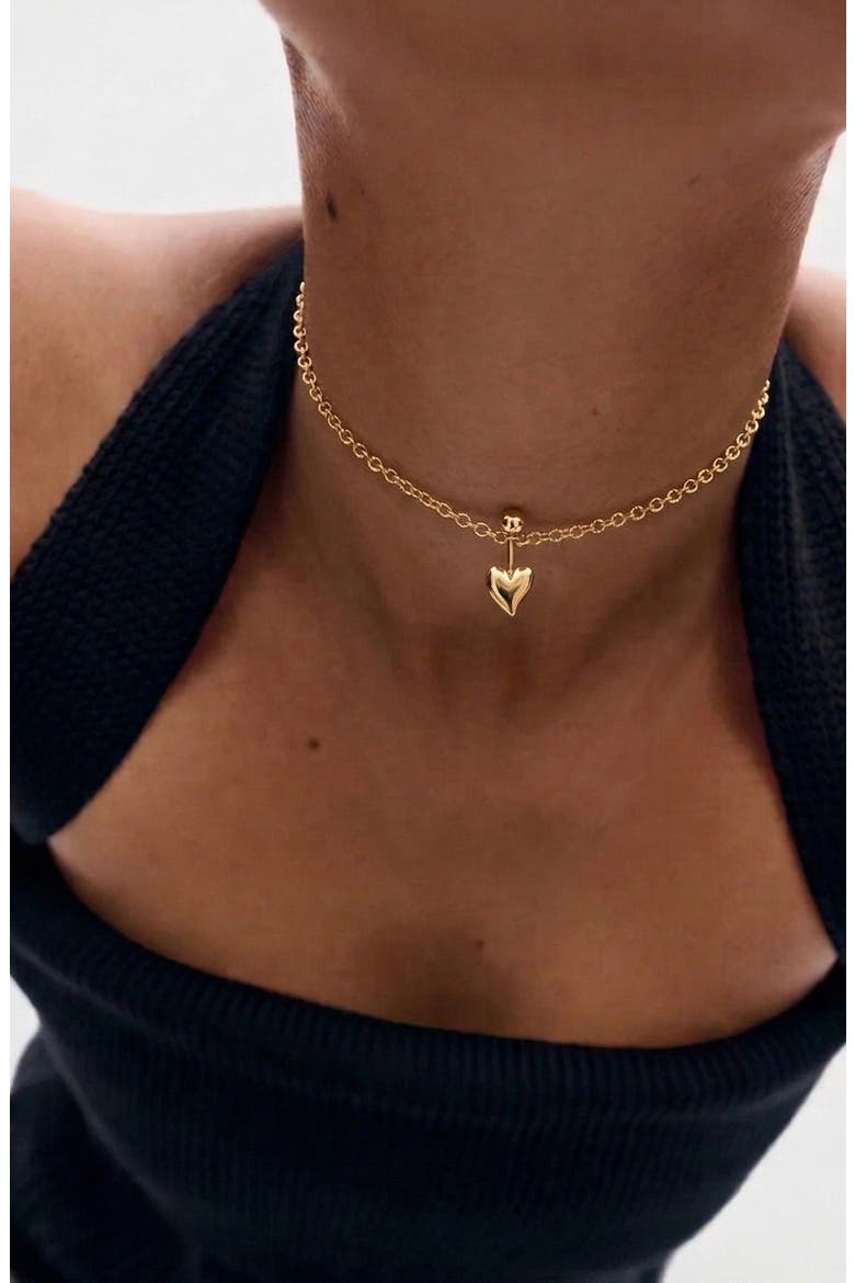 Loff Mini Heart Pin Choker in Gold, Alternate, color, Gold