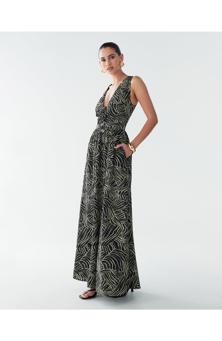 BWLDR Amber Maxi Dress, Alternate, color, Black Abstract