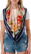 MARCUS ADLER Floral Satin Square Scarf