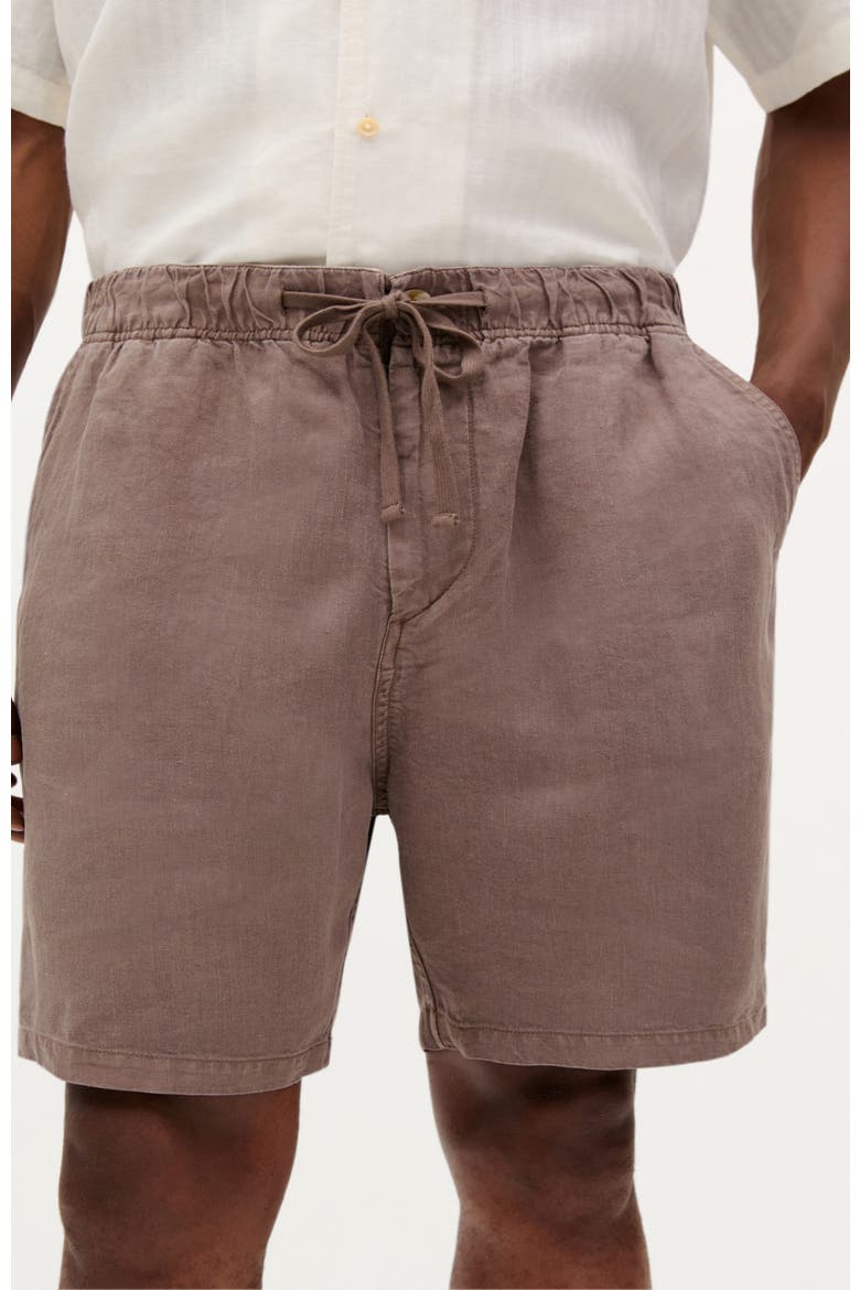 Apolo Linen Shorts, Main, color, Brown