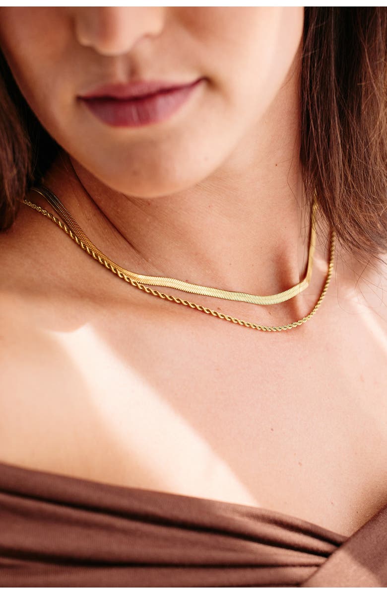 Mint & Lily Herringbone Gold Chain Necklace, Alternate, color, Silver