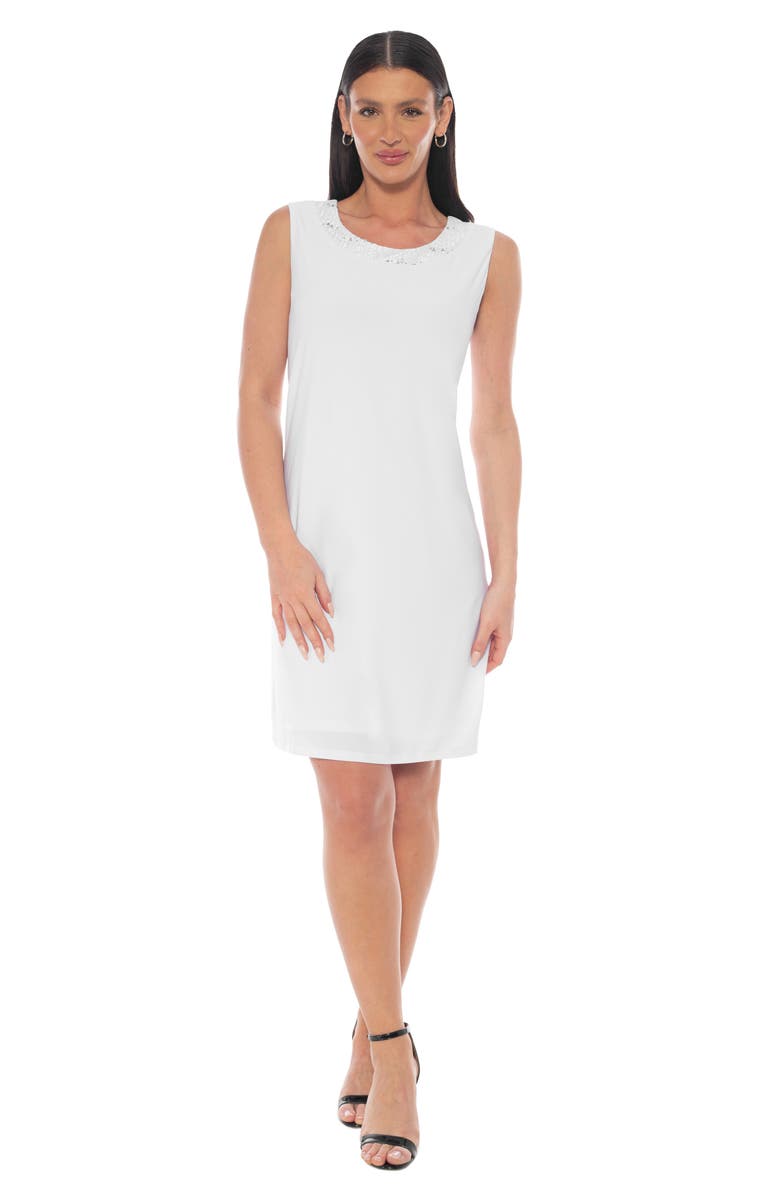 Marina Sequin Embellished Shift Dress with Jacket, Alternate, color, White