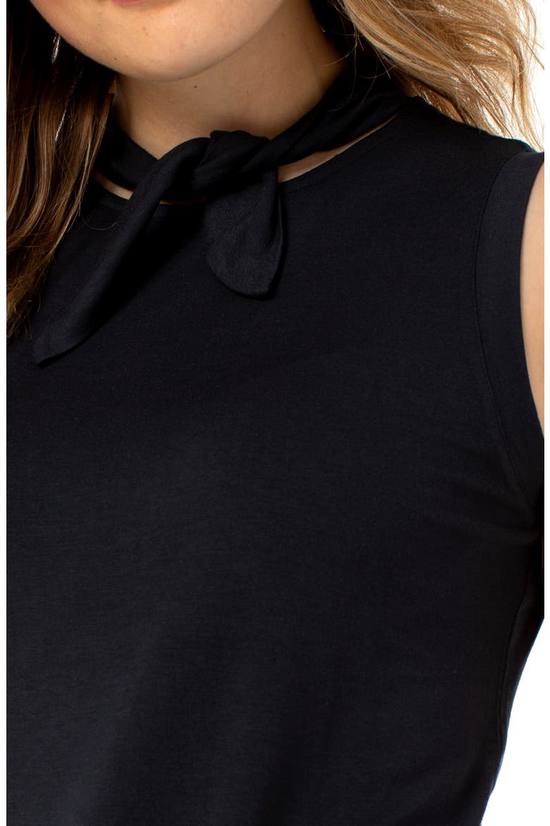 Tie Neck Muscle Sleeveless Top, Alternate, color, BLACK