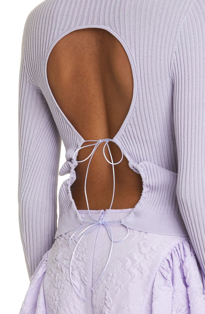 Cecilie Bahnsen Jayla Open Back Long Sleeve Rib T-Shirt, Alternate, color,