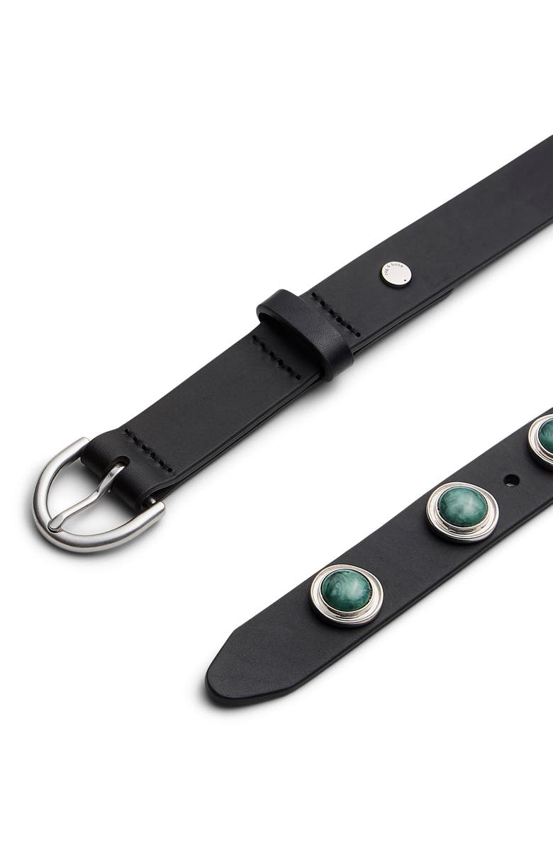 rag & bone Celia Studded Stone Leather Belt, Alternate, color, Black