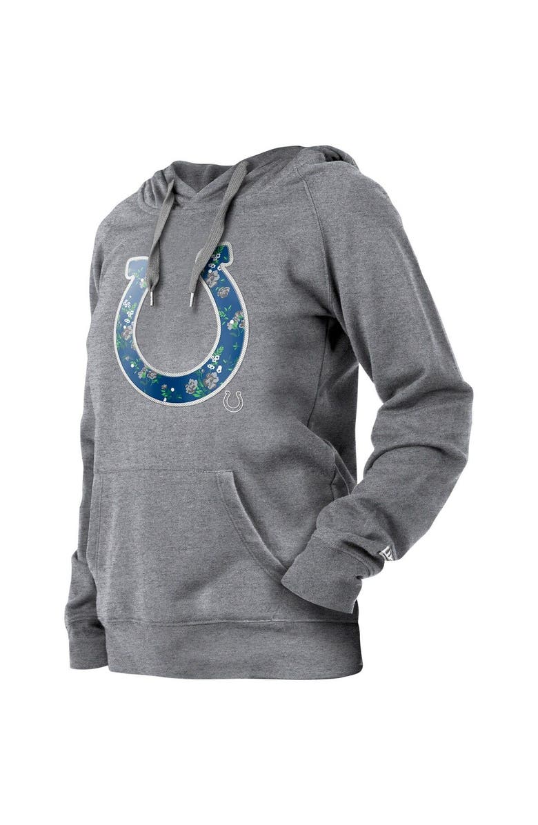 New Era Women's New Era  Gray Indianapolis Colts Floral Raglan Pullover Hoodie, Alternate, color, 